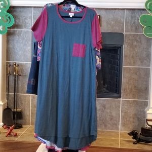 LuLaRoe 3XL Carly High-Low Dress Gray & Maroon- New